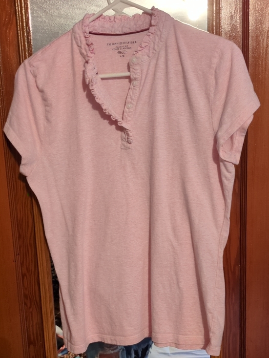 Tommy Hilfiger Tops - Tommy Hilfiger Pink Ruffle Henley Top